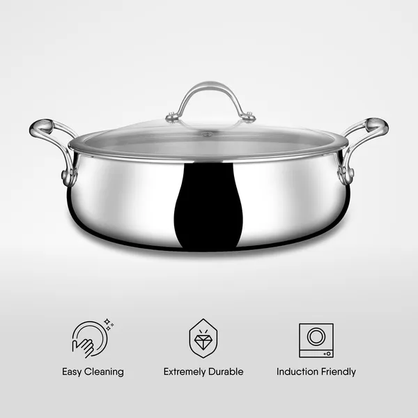 Artisan_Triply_Stainless_Steel_24_cm_4L_Biryani_Handi_with_Dual_lid,_Steel_Lid_for_Dum_&_Glass_Lid_for_Serving_|_Biryani_Pot,_Gas_&_Induction_Compatible_|_Non-Toxic,_Less_Oil,_Stick_Resistant
