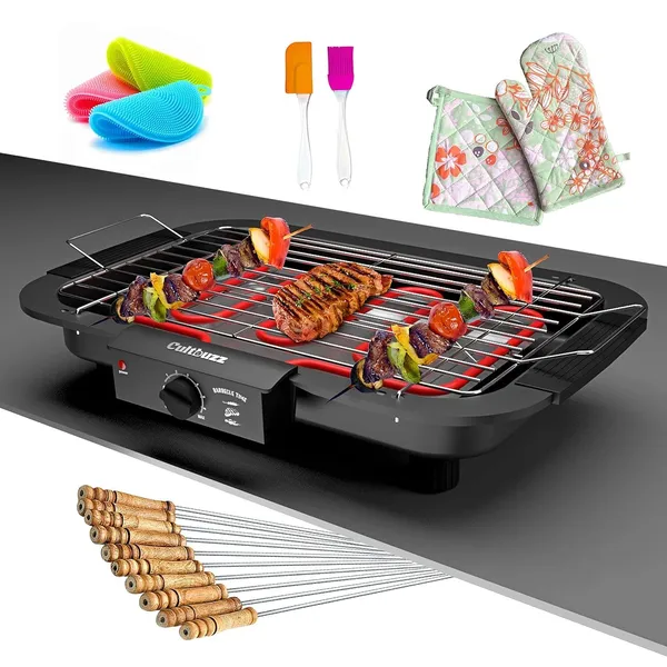 Black_Smokeless_Portable_Electric_Barbeque_Grill_With_Adjustable_Temperature_For_Adult_Pack_Of_1