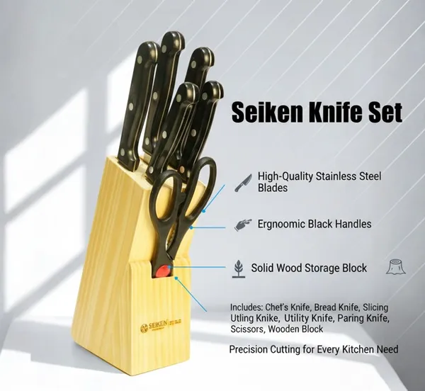 SEIKEN_Artisan_Series_Knife_Block_Set_of_7_(5_knifes_+_1_kitchen_Scissor_+_1_wooden_knife_holder)