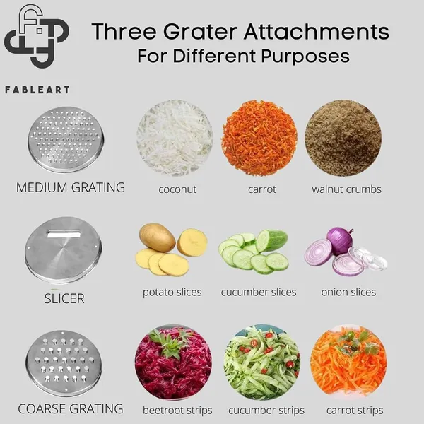 Stainless_Steel_Multipurpose_Grater_Bowl-_Anti_Skid_Bottom_|_Plastic_Lid_and_Interchangeable_Fittings_|_5-Piece_Set_|_Green_and_Silver