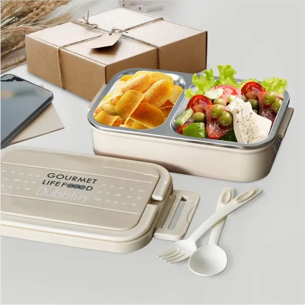Beige_Stainless_Steel_Lunch_Box_With_Spoon,_Fork_&_2_Compartments_For_�??Adult_Pack_Of_1