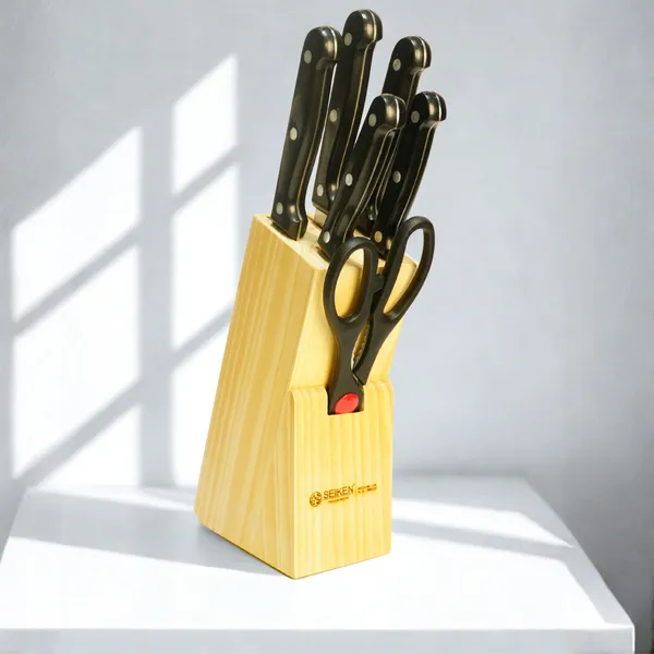 SEIKEN_Artisan_Series_Knife_Block_Set_of_7_(5_knifes_+_1_kitchen_Scissor_+_1_wooden_knife_holder)