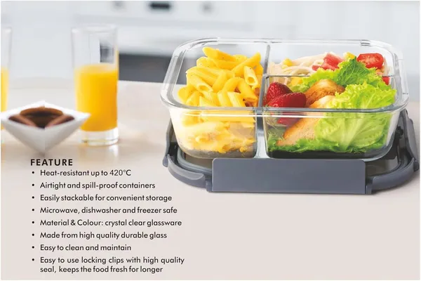 Triple_Treat_Slim_Borosilicate_Glass_Three_Compartment_Lunch_Box_|_Leakproof_Silicone_Seal_|_Heat_Resistant_|_Great_for_Office_&_Outdoor_Activities_|_Best_for_Storing_Leftovers_(980_ml_|_Clear)