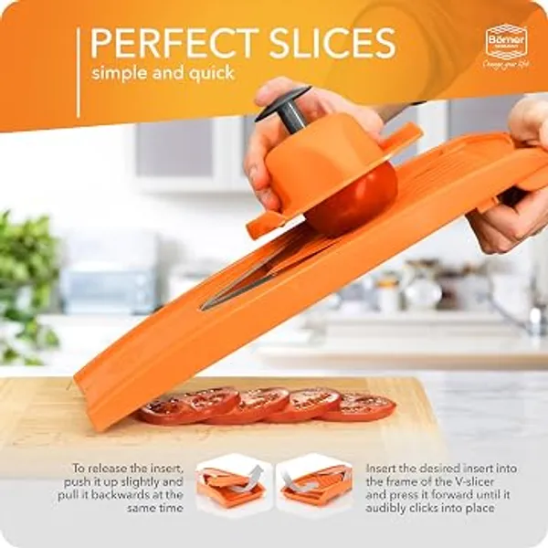 V1_ClassicLine_Professional_Vegetable_Slicer_&_Mandoline_–_Multi-Purpose_V-Slicer_with_3_Cutting_Thicknesses,_Julienne_Blades,_Safety_Holder_&_Storage_Box_–_White