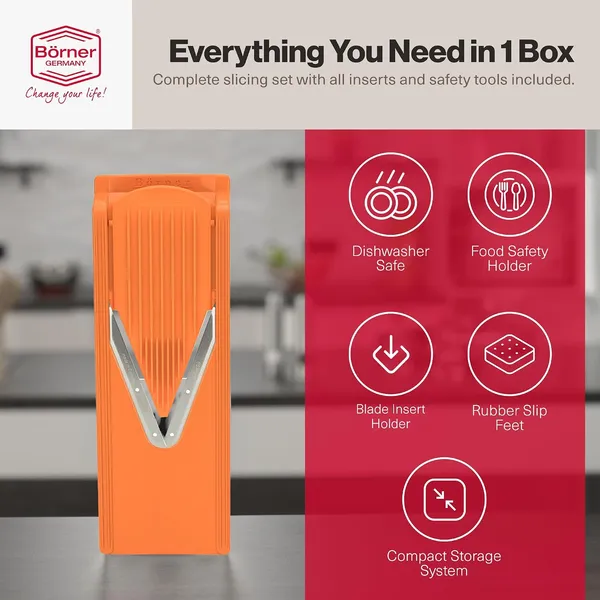 V1_ClassicLine_Professional_Vegetable_Slicer_&_Mandoline_–_Multi-Purpose_V-Slicer_with_3_Cutting_Thicknesses,_Julienne_Blades,_Safety_Holder_&_Storage_Box_–_White