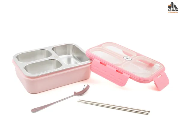Pink_Stainless_Steel_Lunch_Box_With_Steel_Cutlery_&_3_Compartments_For_Adult_&_Kids_Pack_Of_1