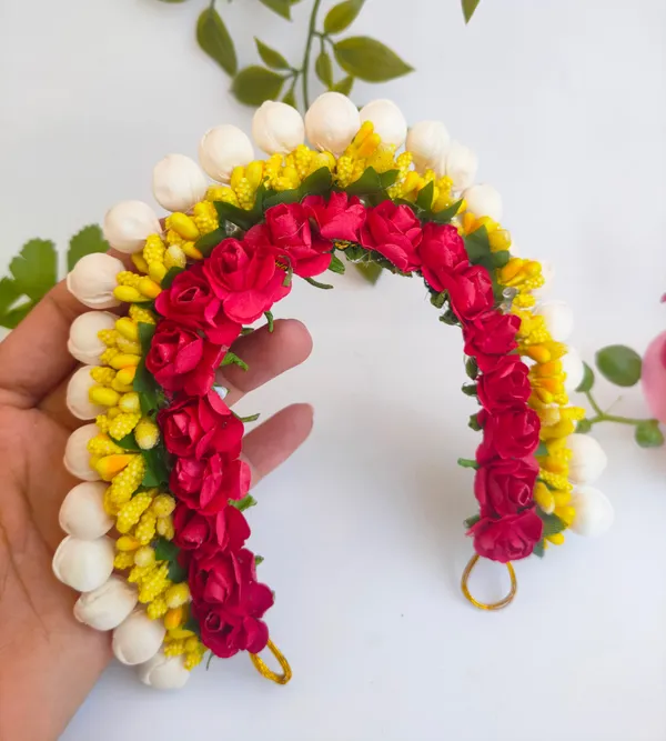 Red_&_Yellow_Artificial_Flower_Hair_Gajra_For_Women