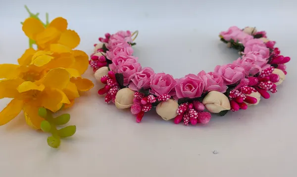 Baby_Pink_Artificial_Flower_Hair_Gajra_For_Women