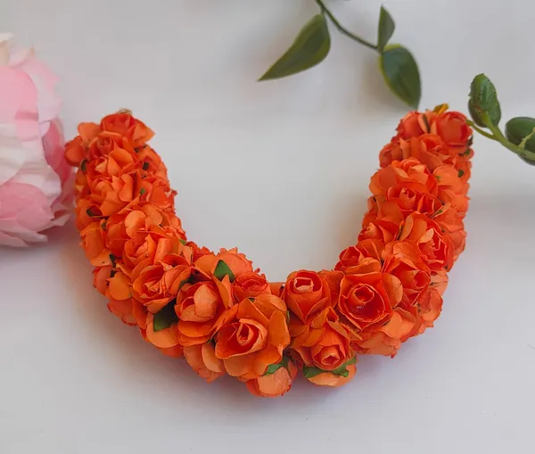 Orange_Artificial_Flower_Hair_Gajra_For_Women