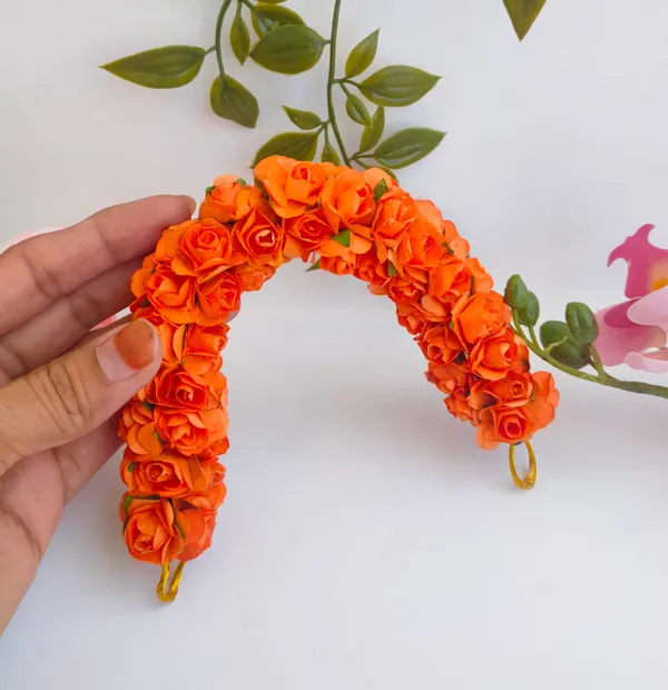 Orange_Artificial_Flower_Hair_Gajra_For_Women