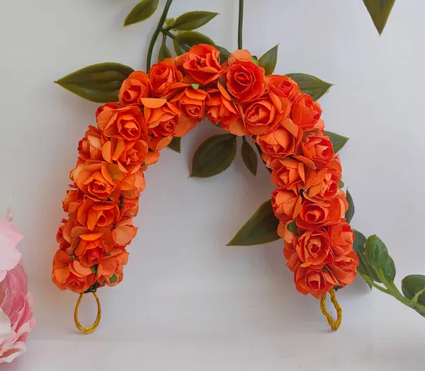 Orange_Artificial_Flower_Hair_Gajra_For_Women