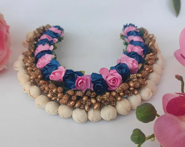 Baby_Pink_&_Blue_Artificial_Flower_Hair_Gajra_|_For_Women_Hair_Styling