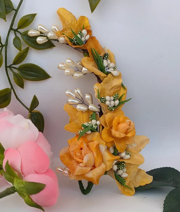 Gold_Artificial_Flower_Hair_Brooch_For_Women