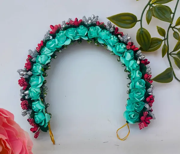 Aquamarine_Blue_Artificial_Flower_Hair_Gajra