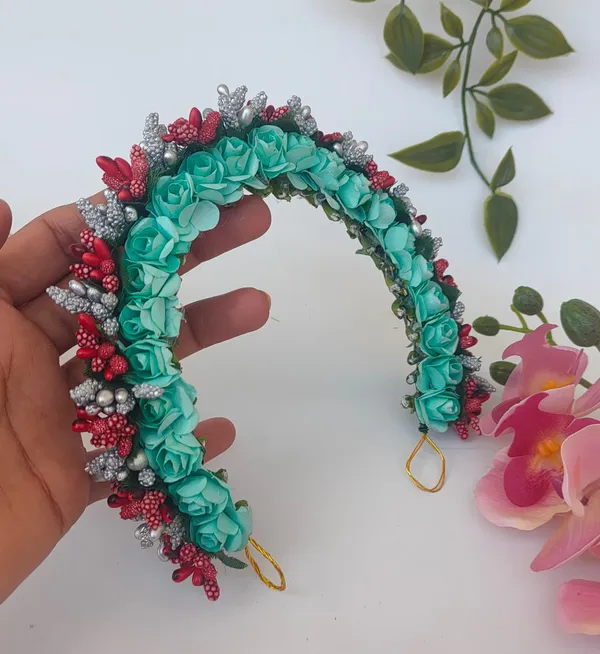 Aquamarine_Blue_Artificial_Flower_Hair_Gajra