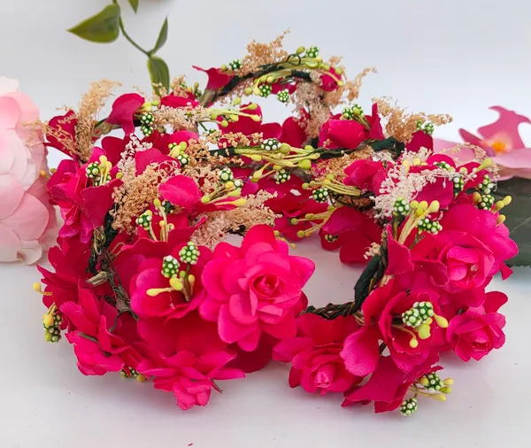 Pink_Artificial_Flower_Hair_Juda_For_Women