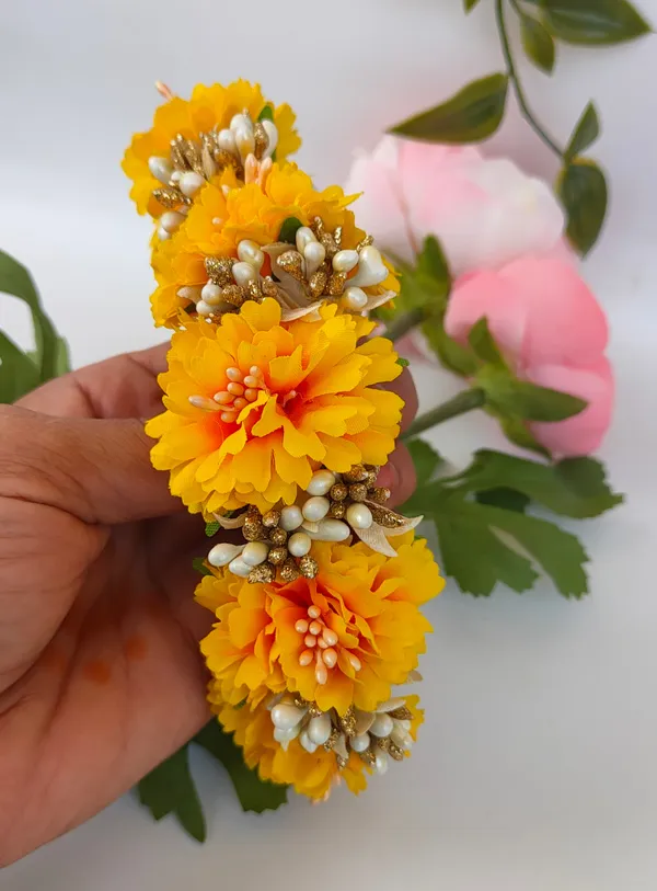 Pack_Of_2_Yellow_&_Pink_Artificial_Flower_Hair_Gajra_|_For_Women