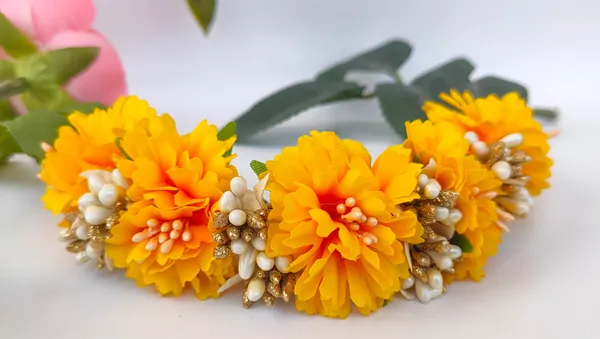 Pack_Of_2_Yellow_&_Pink_Artificial_Flower_Hair_Gajra_|_For_Women