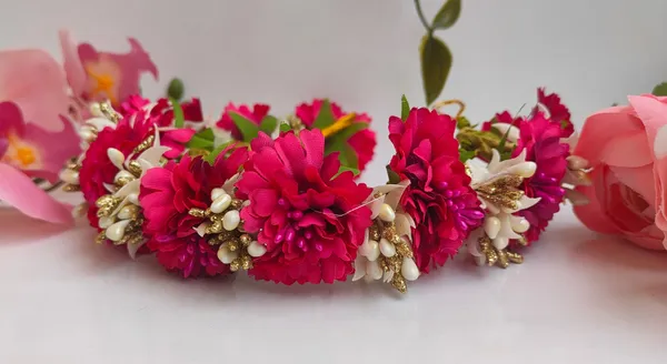 Pack_Of_2_Yellow_&_Pink_Artificial_Flower_Hair_Gajra_|_For_Women