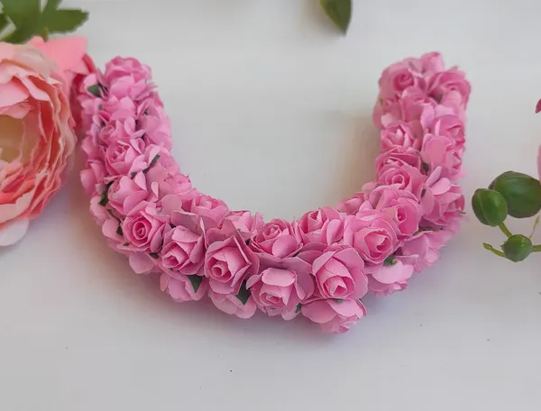 Pack_Of_2_Baby_Pink_&_Orange_Artificial_Flower_Hair_Gajra_|_For_Women