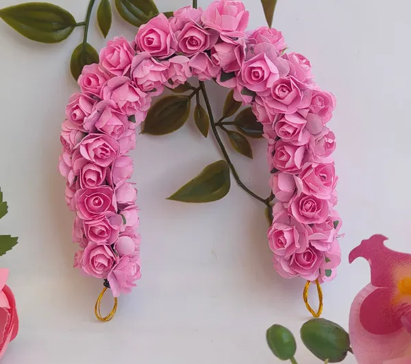 Pack_Of_2_Baby_Pink_&_Orange_Artificial_Flower_Hair_Gajra_|_For_Women