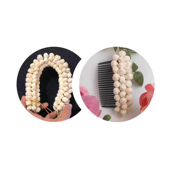 Pack_Of_2_White_Artificial_Flower_Hair_Gajra_With_Comb_|_For_Women