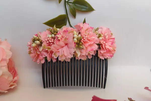 Peach_Premium_Flower_Comb_|_For_Hair_Styling