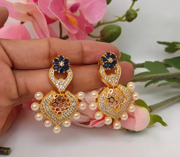 Blue_Cz_Danglers_Earrings_For_Women