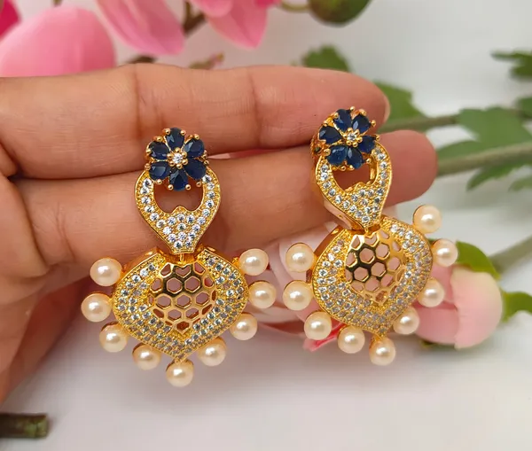 Blue_Cz_Danglers_Earrings_For_Women