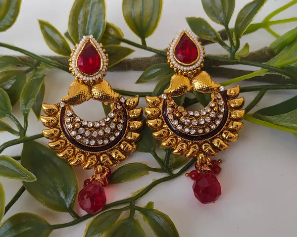 Deep_Red_Ethnic_Earrings_For_Wedding_And_Party_Wear
