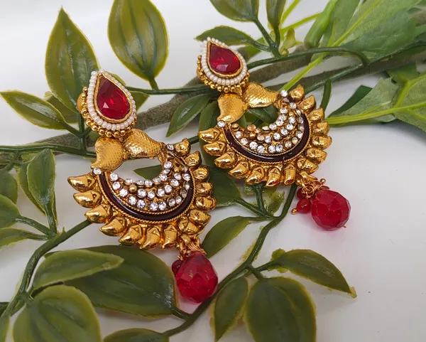 Deep_Red_Ethnic_Earrings_For_Wedding_And_Party_Wear