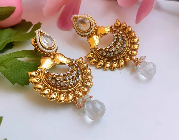 White_Classic_Stone_Earrings_For_Elegant_Looks