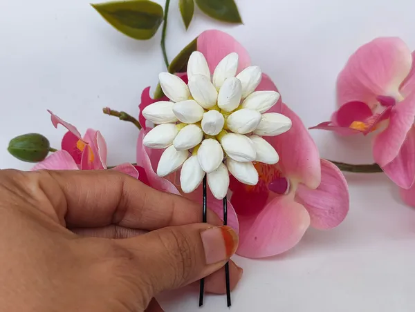 White_Artificial_Jasmine_Flower_Brooch_|_For_Special_Occasion