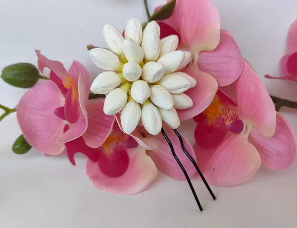 White_Artificial_Jasmine_Flower_Brooch_|_For_Special_Occasion