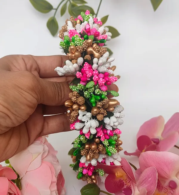 Multicolor_Bridal_Artificial_Flower_Hair_Gajra_|_For_Women