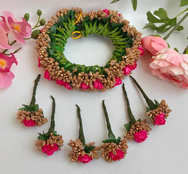 Pink_Artificial_Flower_Hair_Gajra_For_Women