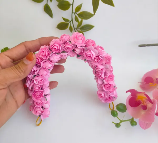Pink_Artificial_Flower_Hair_Gajra_For_Women