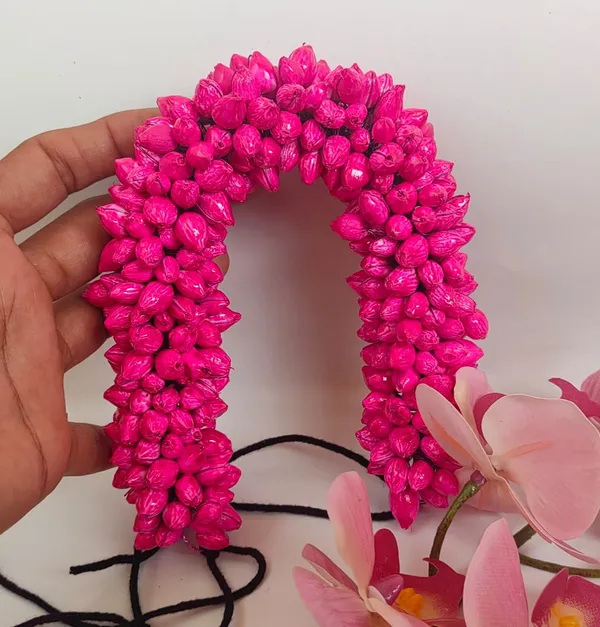 Pink_Bridal_Artificial_Floral_Gajra_For_Women