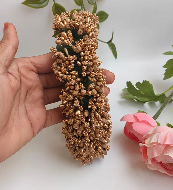 Golden_Artificial_Flower_Hair_Gajra_|_For_Women_Hair_Styling