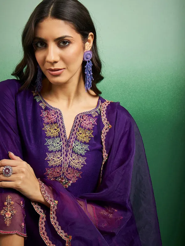 Purple_Georgette_Embroidered_A-Line_Kurta_With_Dupatta_And_Pant_Set_For_Women