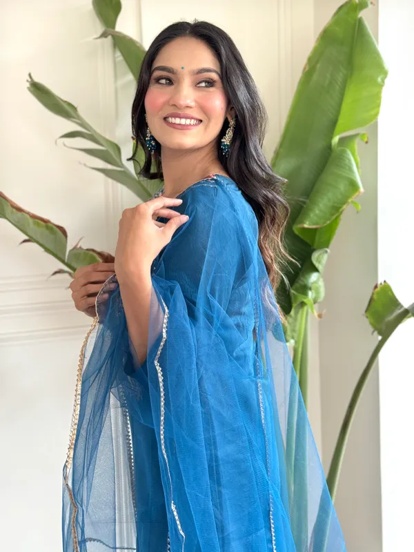 Blue_Chanderi_Viscose_Embroidered_A-Line_Kurta_With_Dupatta_And_Pant_Set_For_Women