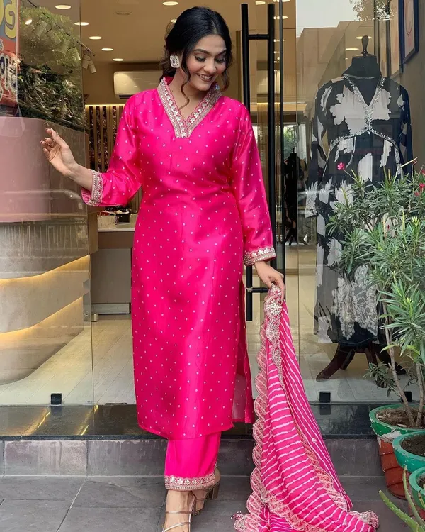 Pink_Chanderi_Viscose_Embroidered_A-Line_Kurta_With_Dupatta_And_Pant_Set_For_Women
