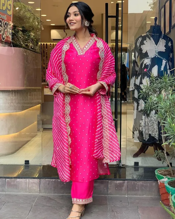 Pink_Chanderi_Viscose_Embroidered_A-Line_Kurta_With_Dupatta_And_Pant_Set_For_Women