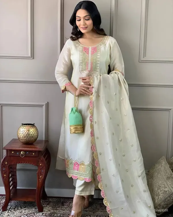 White_Embroidered_PURE_Vicose_Chanderi_kurta_set_For_Women