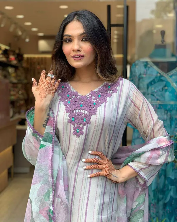 Lavender_Tabby_Silk_Embroidered_A-Line_Kurta_With_Dupatta_And_Pant_Set_For_Women
