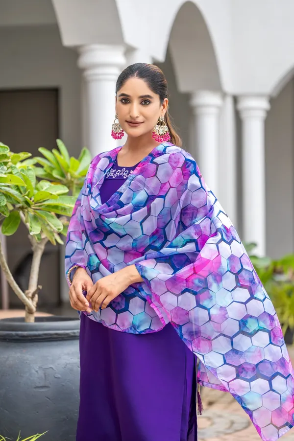 Purple_Rayon_Slub_Embroidered_A-Line_Kurta_With_Dupatta_And_Pant_Set_For_Women