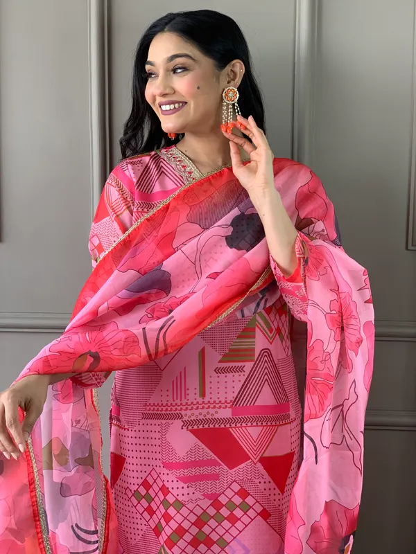 Pink_Chanderi_Viscose_Embroidered_A-Line_Kurta_With_Dupatta_And_Pant_Set_For_Women