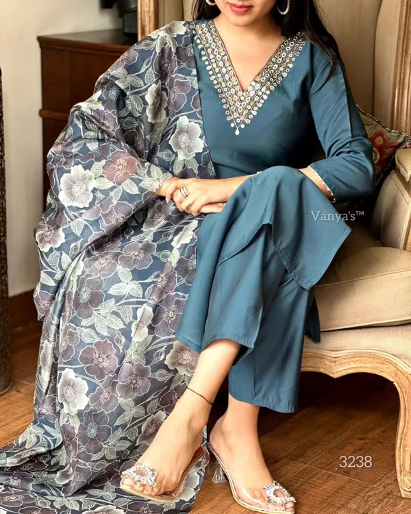 Grey_Chanderi_Viscose_Embroidered_A-Line_Kurta_With_Dupatta_And_Pant_Set_For_Women