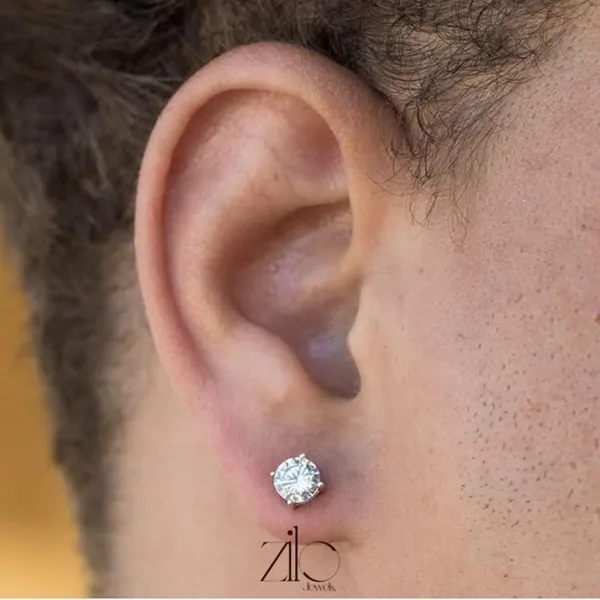 925_Silver_Earring_for_Men_|_Rhodium_Plated_Round_Solitaire_Stud_Earring__with_Sparkling_Zirconia