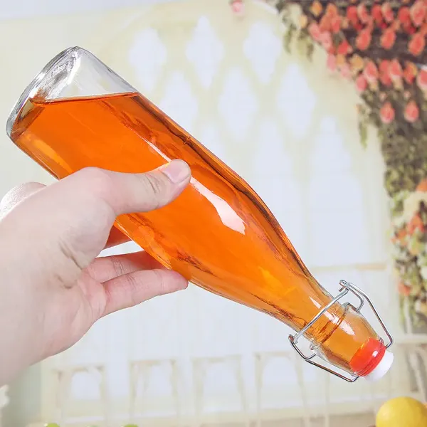 Set_Of_4_Glass_Water_Bottle_With_Flip_Top_Cap_For_Water,_Juices_|_Leak-Proof_|_1000_Ml_|_Transparent
